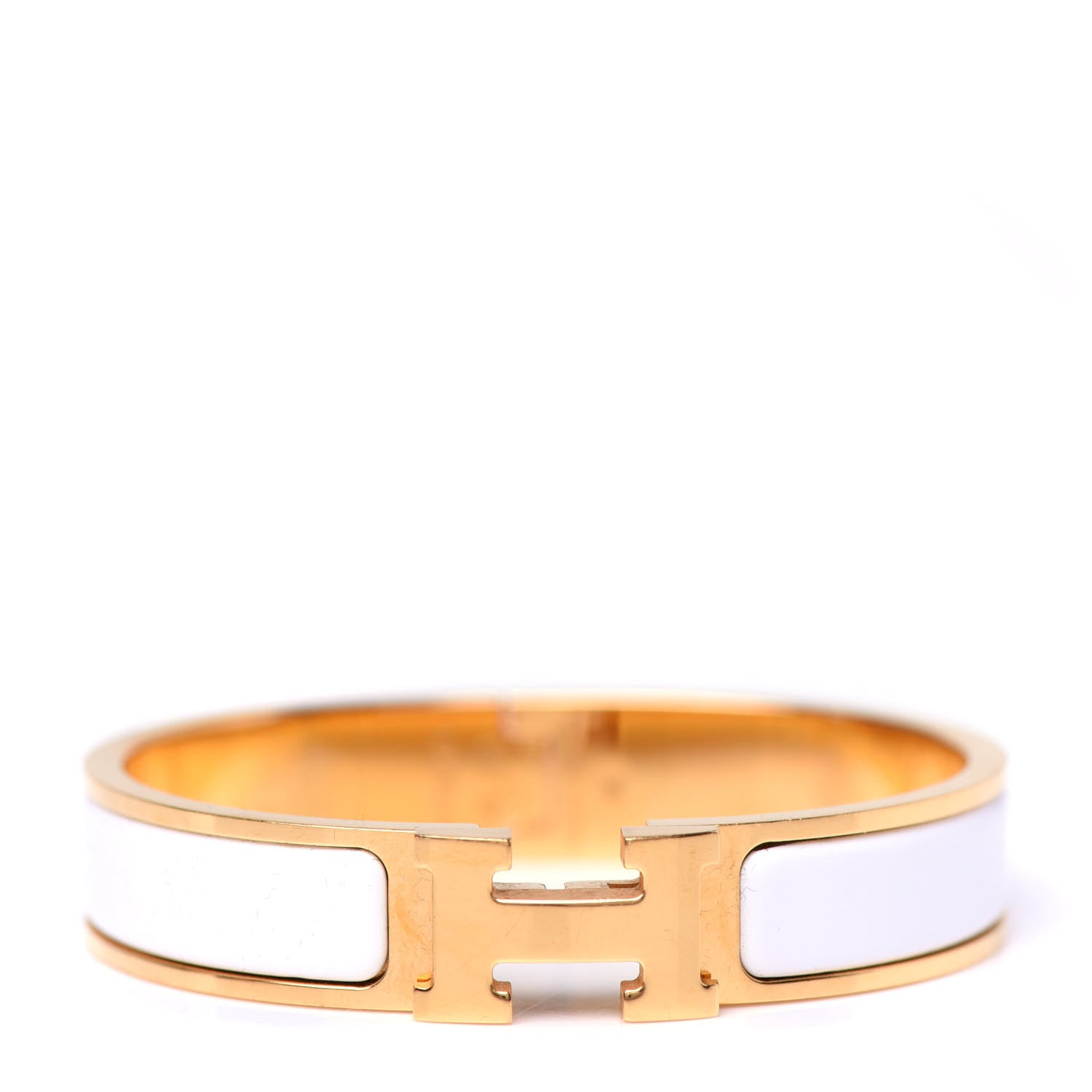 Hermes Enamel Narrow Clic Clac H Bracelet PM White 1 of 5