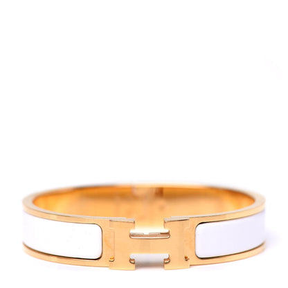 Hermes Enamel Narrow Clic Clac H Bracelet PM White 1 of 5