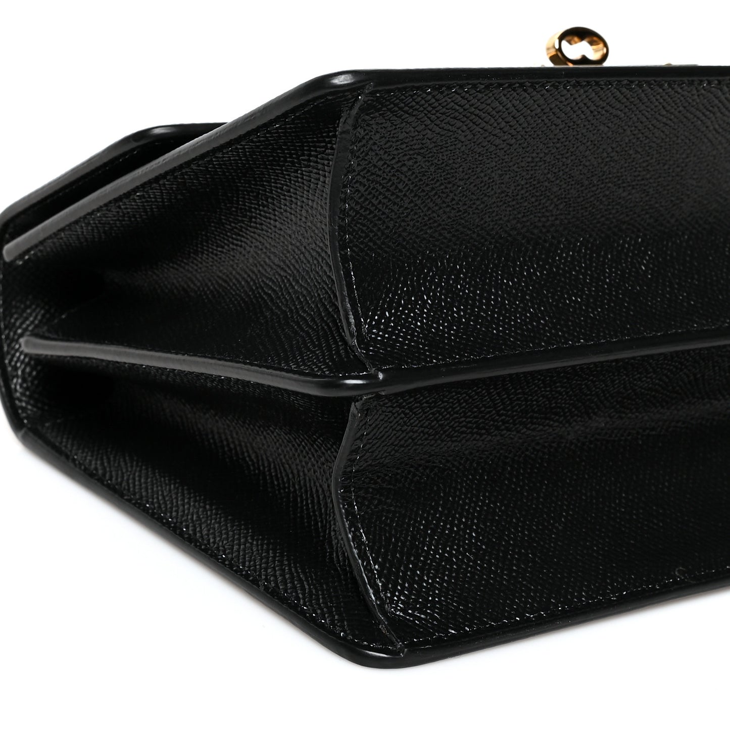 Grained Calfskin Floral Print Rosalia Shoulder Bag Black