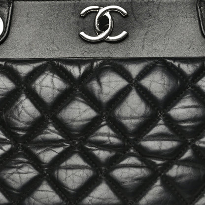 Chanel Aged Calfskin Quilted Be CC Tote Black 10 of 12