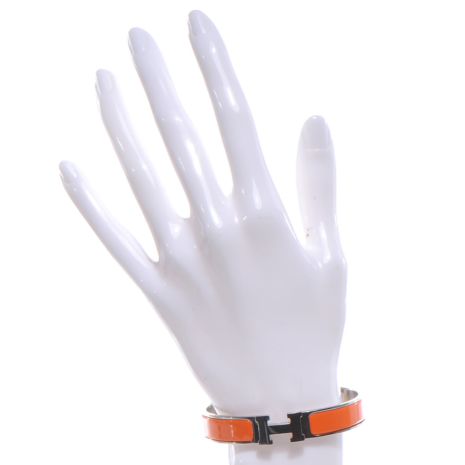 Hermes Narrow Enamel Clic Clac H Bracelet GM Orange 2 of 5