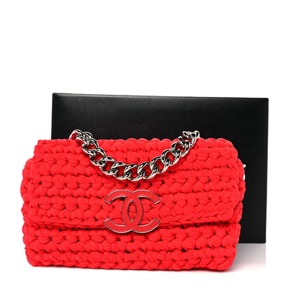 Chanel Woven Fabric Single Flap Red 9 of 9