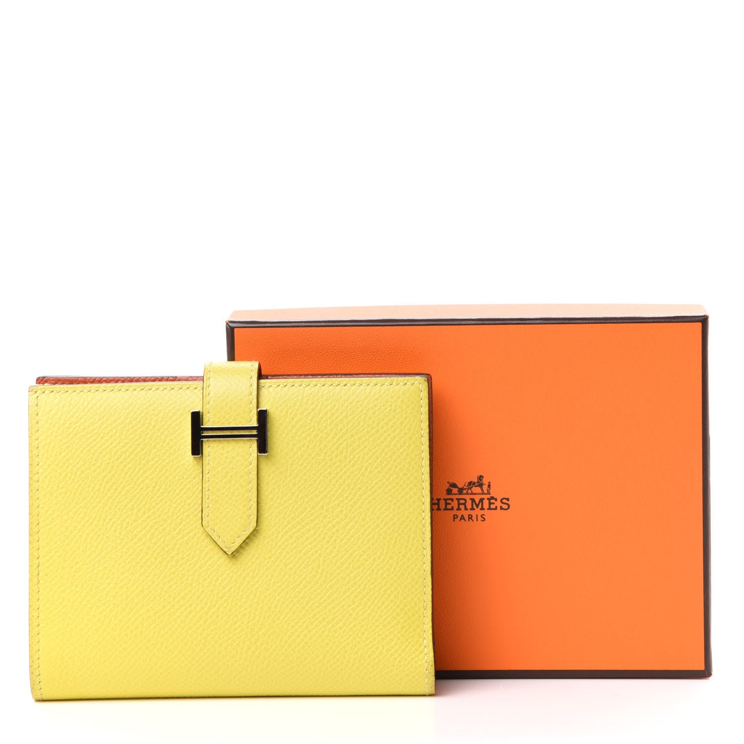 Hermes Epsom Verso Bearn Compact Wallet Lime Terre Battue 7 of 7
