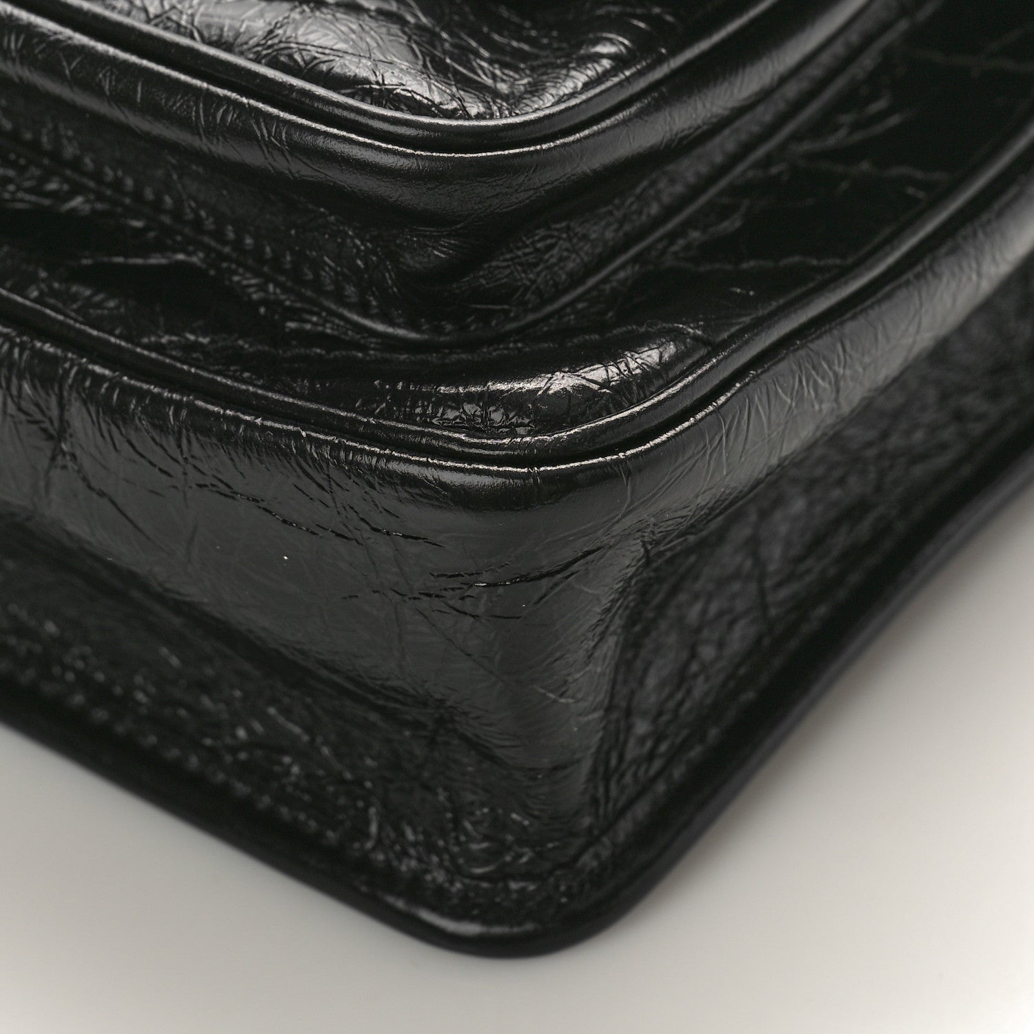 Saint Laurent Crinkled Calfskin Matelasse Monogram Baby Niki Chain Satchel Black 8 of 8