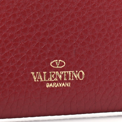 Valentino Garavani Pebbled Calfskin Rockstud Coin Case Card Holder Dark Red 7 of 8