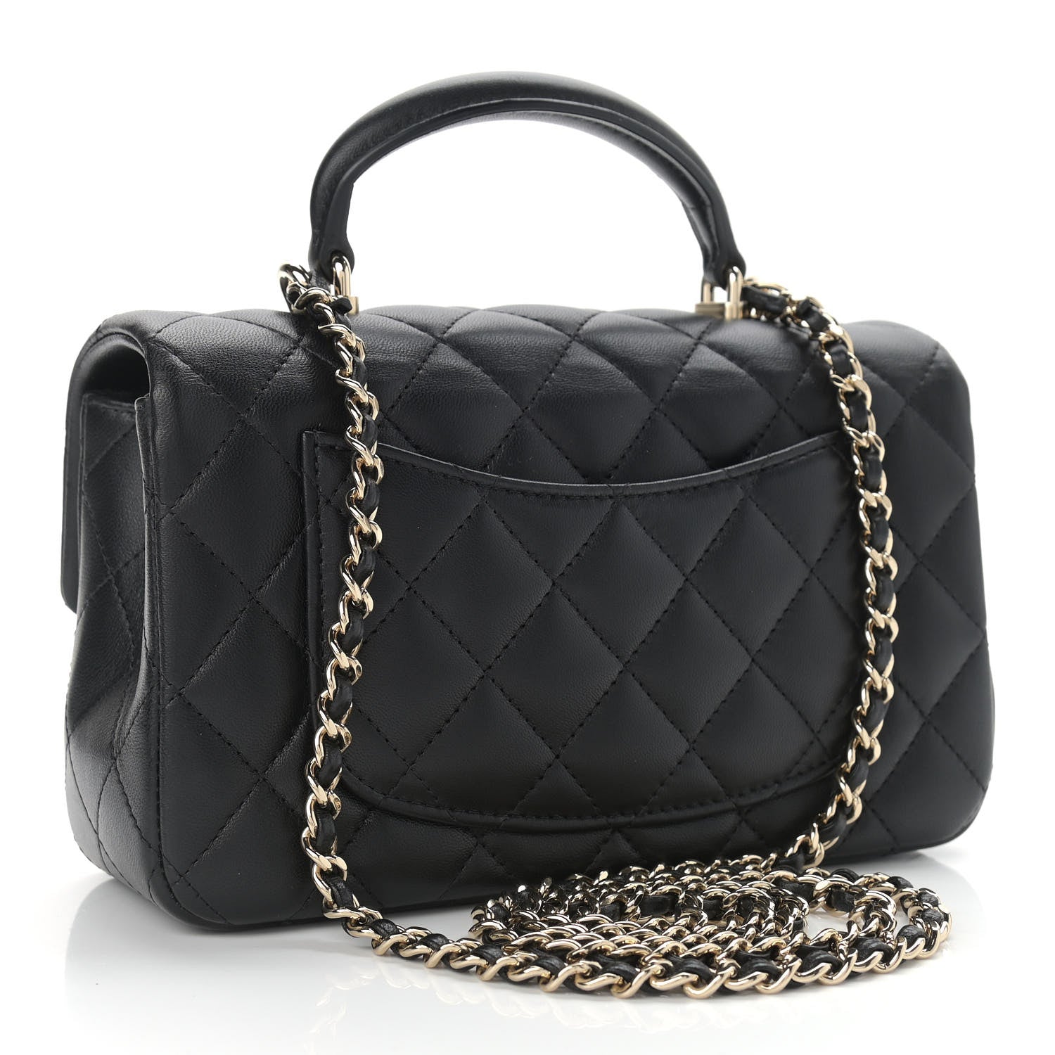 Chanel Lambskin Quilted Mini Top Handle Rectangular Flap Black 3 of 9