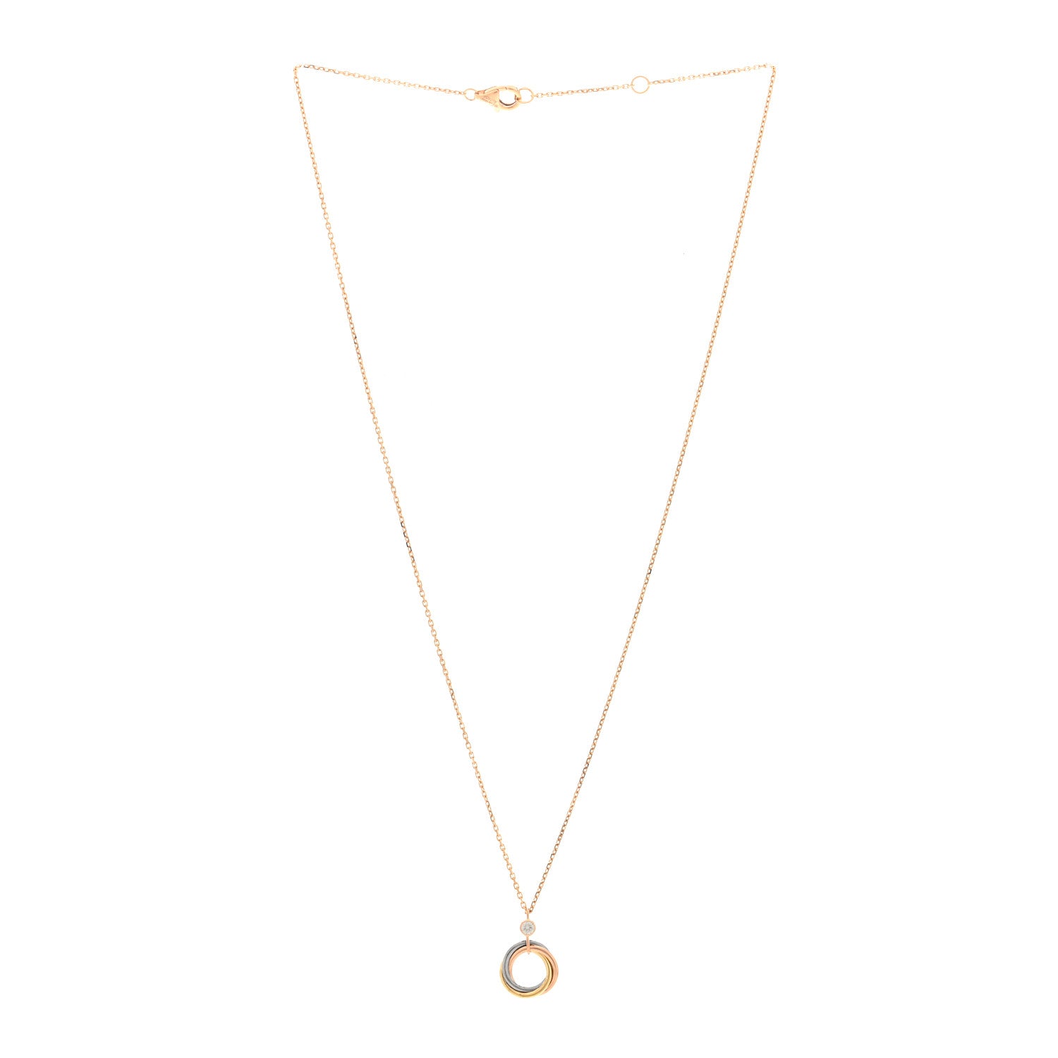 Cartier 18K Pink Yellow White Gold Diamond Trinity Pendant Necklace 3 of 4