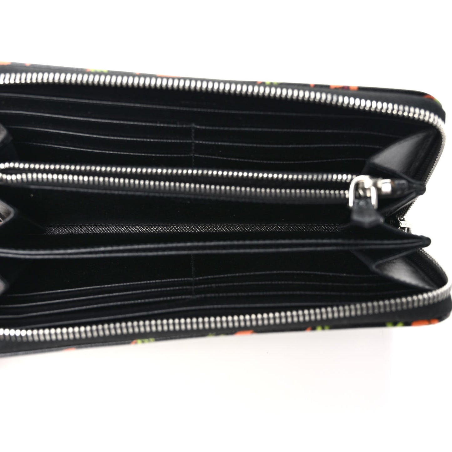 Nylon Quilted Palm Tree Zip Wallet Black