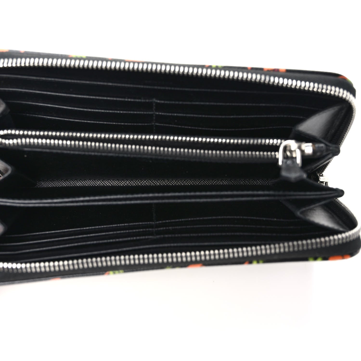 Prada Nylon Quilted Palm Tree Zip Wallet Black 5 of 7