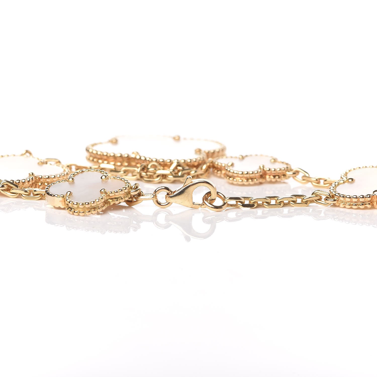 Van Cleef & Arpels 18K Yellow Gold Mother of Pearl 5 Motifs Magic Alhambra Bracelet 4 of 12