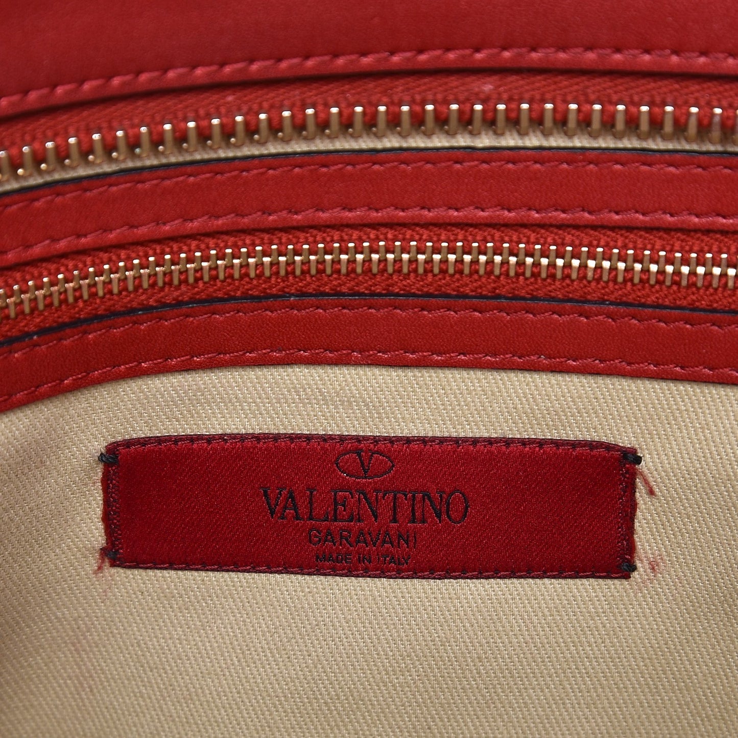 Vitello Rockstud Double Handle Tote Rosso Valentino