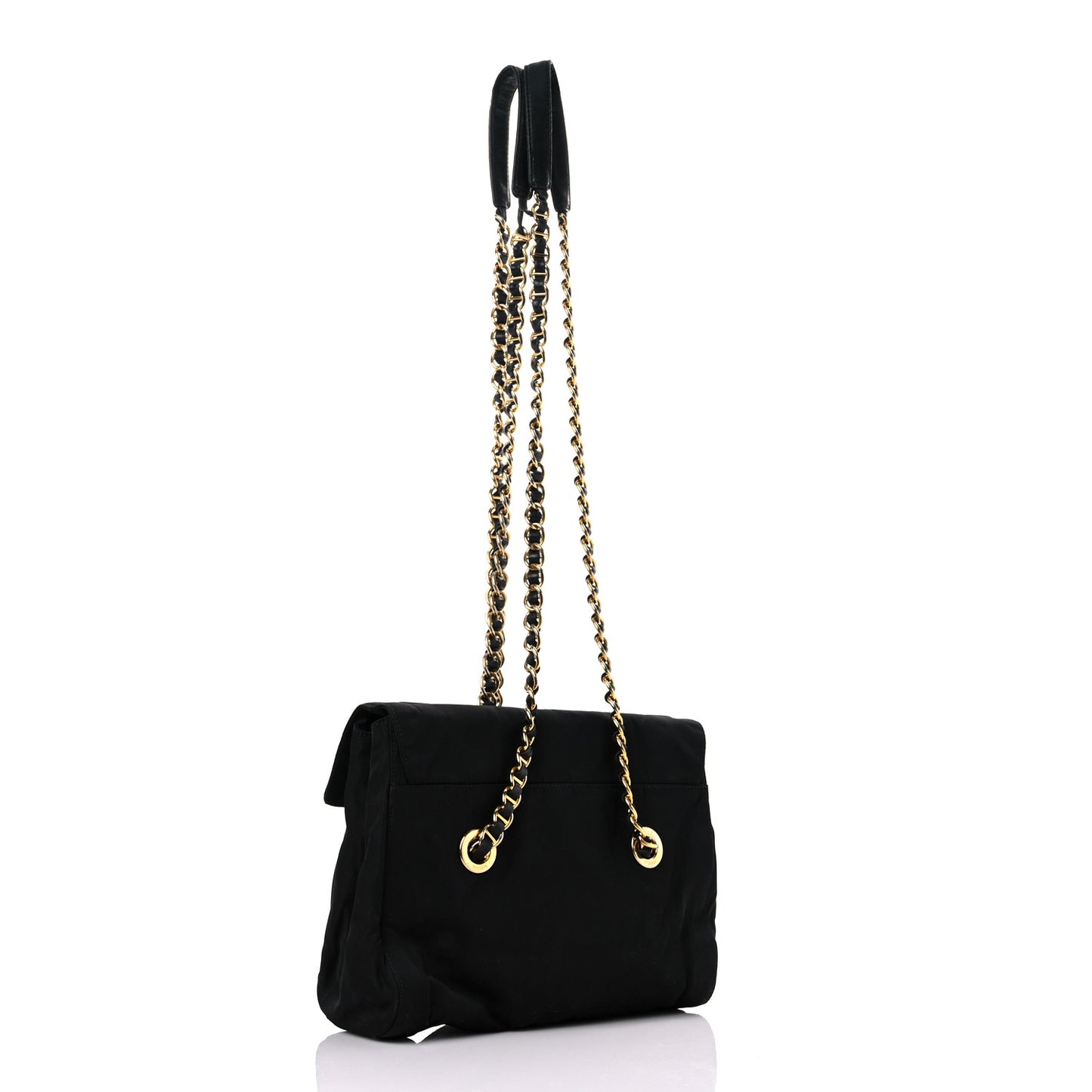 Tessuto Nylon Chain Shoulder Bag Black