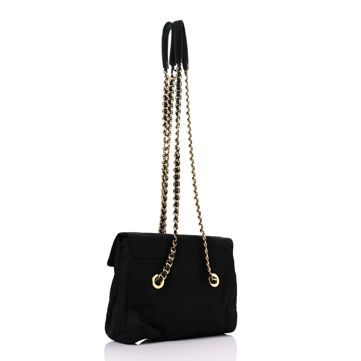Prada Tessuto Nylon Chain Shoulder Bag Black 2 of 15