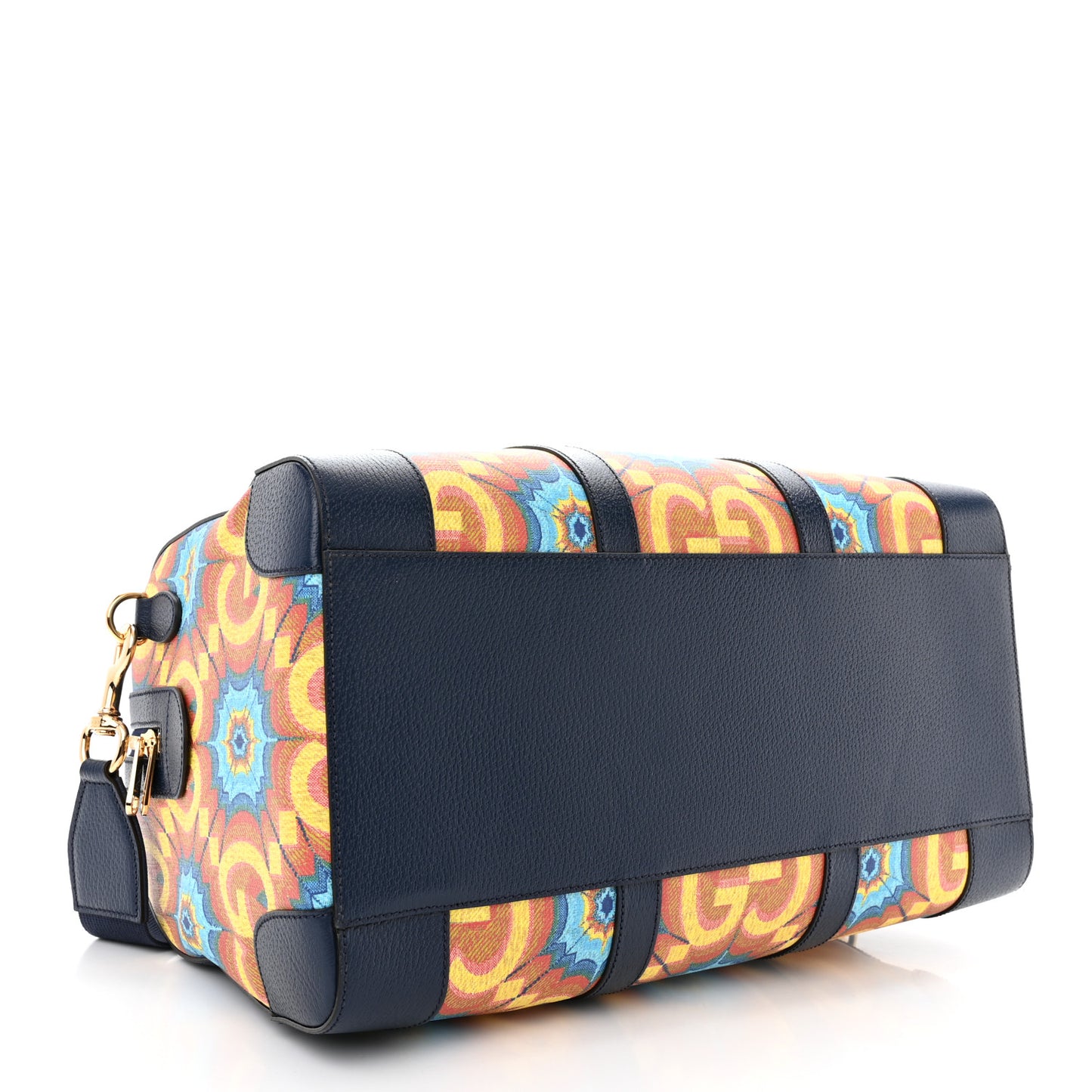 GG Supreme Kaleidoscope Calfskin Script Logo Gucci 100 Carry-On Duffle Bag Blue Orange Multicolor Blue Agata