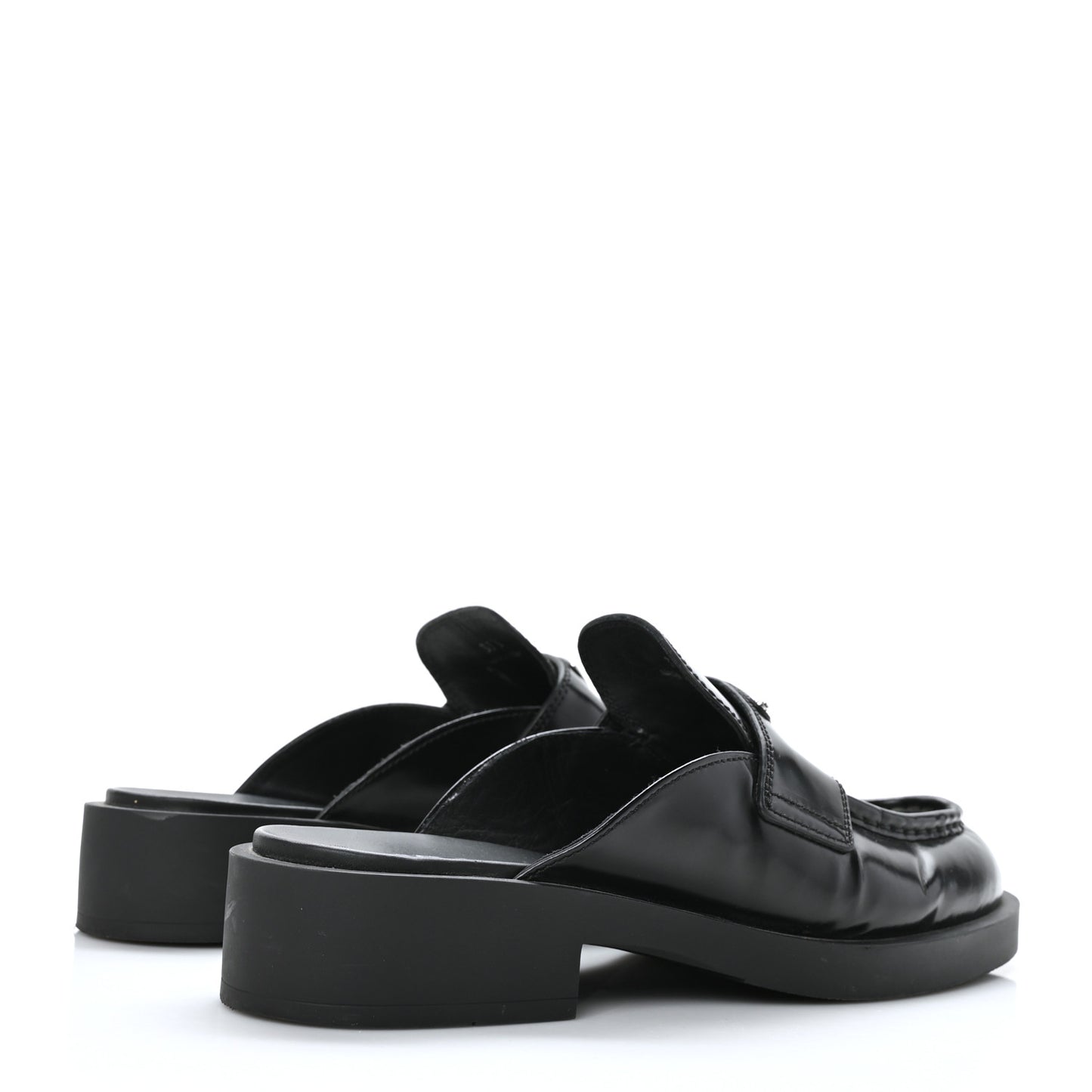 Spazzolato Metal Triangle Logo 40mm Loafer Mules 39.5 Black