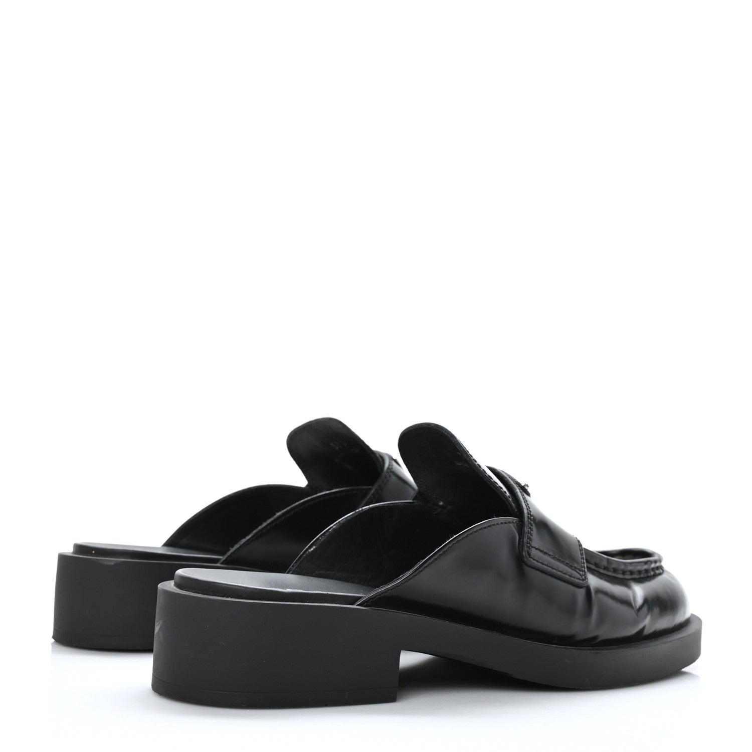 Prada Spazzolato Metal Triangle Logo 40mm Loafer Mules 39.5 Black 4 of 9