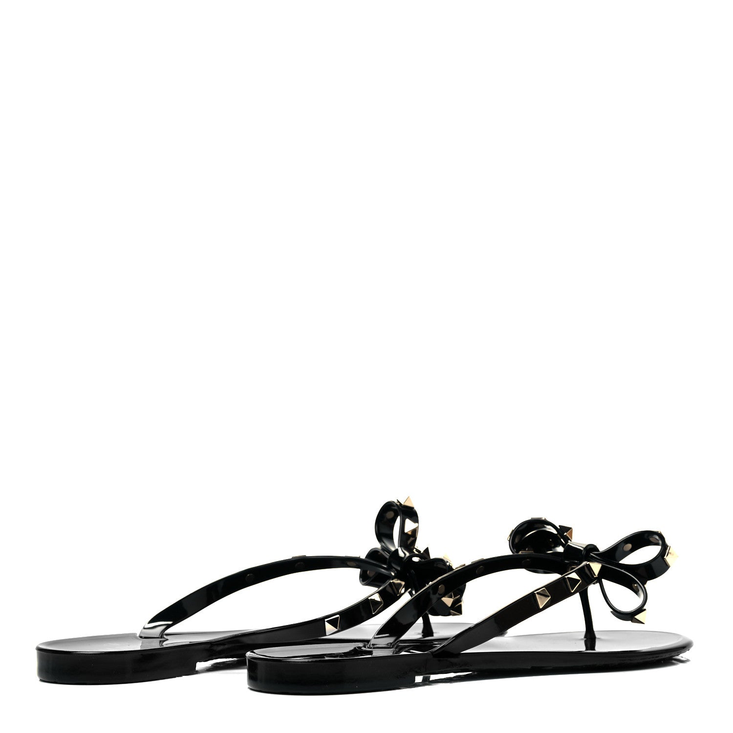 Valentino Garavani PVC Jelly Rockstud Bow Thong Sandals 40 Black 4 of 7