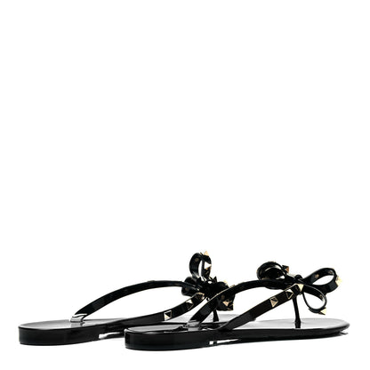 Valentino Garavani PVC Jelly Rockstud Bow Thong Sandals 40 Black 4 of 7