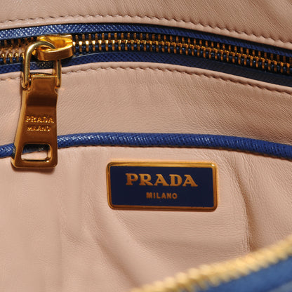 Prada Saffiano Lux Bi-Color Promenade Dome Tote Bluette Turchese 6 of 8