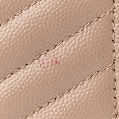 Saint Laurent Grain De Poudre Matelasse Chevron Monogram Envelope Clutch Dark Beige 8 of 9