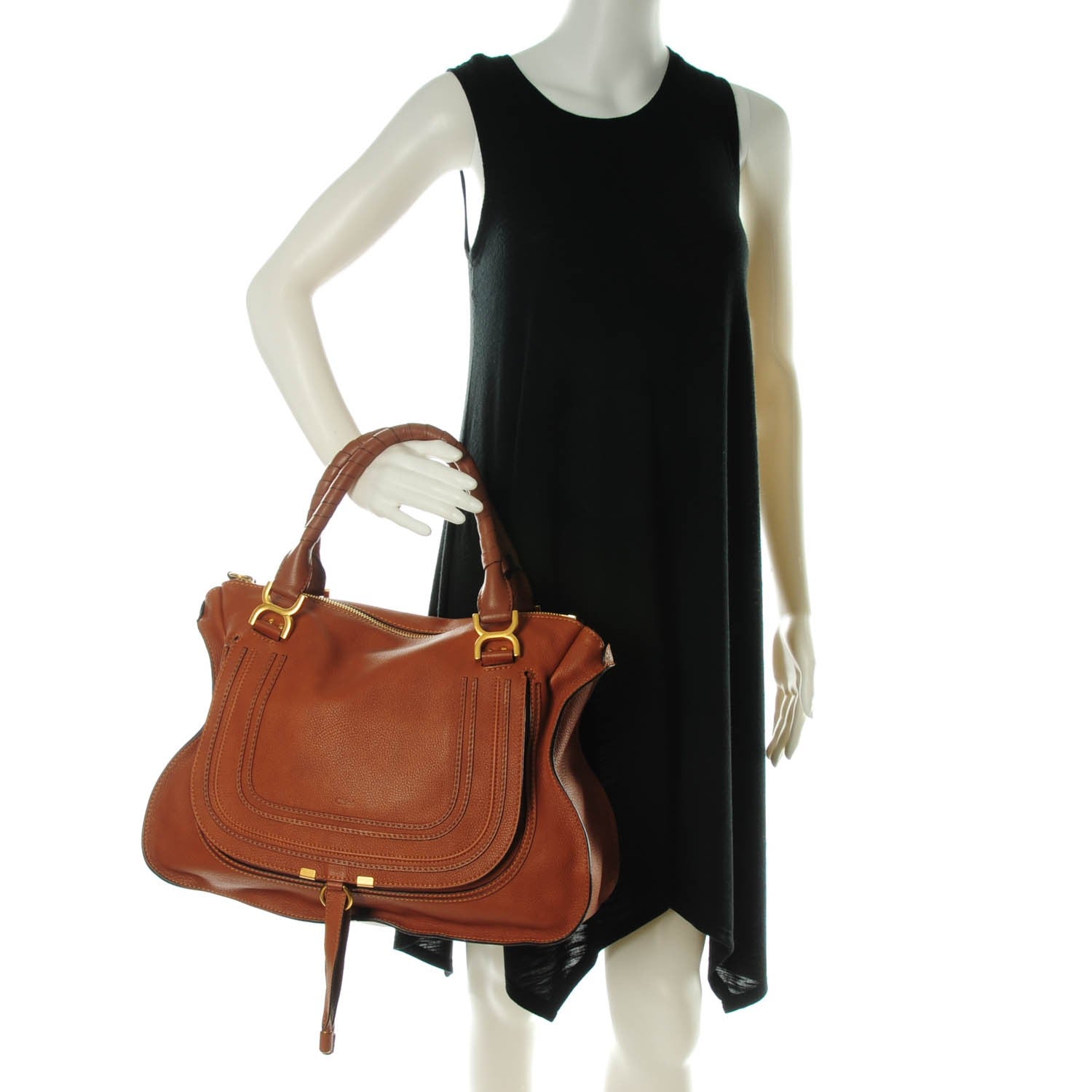 Chloe Calfskin Large Marcie Satchel Tan 2 of 8