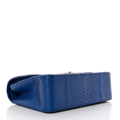 Chanel Snakeskin Jumbo Double Flap Bright Blue 4 of 11
