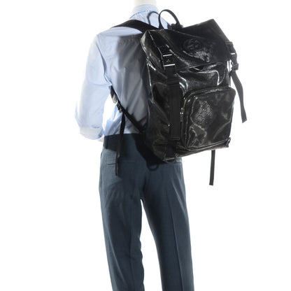 Gucci Imprime Monogram Interlocking G Double Buckle Backpack Black 2 of 7