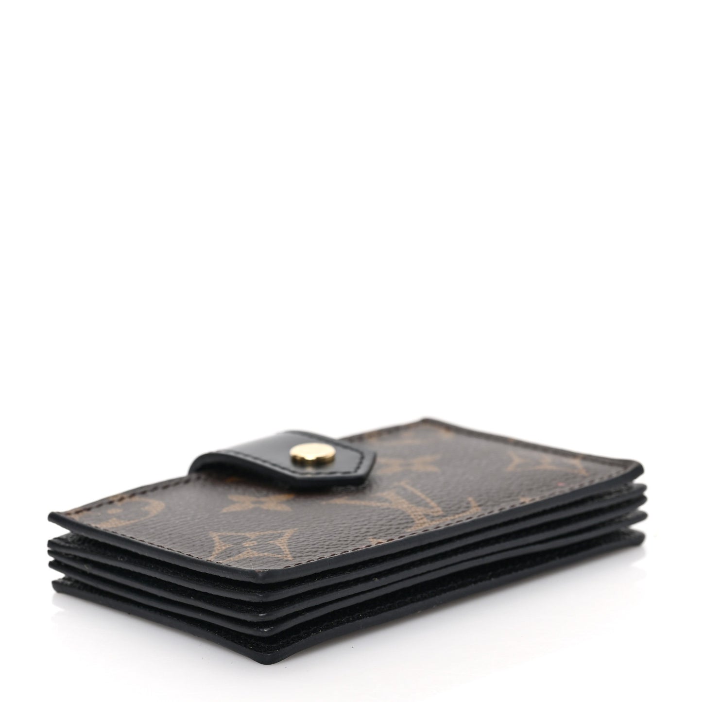 Monogram Gusset Card Holder Black