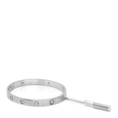 Cartier 18K White Gold 6 Diamond LOVE Bracelet 17 3 of 5