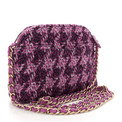 Chanel Tweed Quilted Mini Clutch With Chain Purple 3 of 10