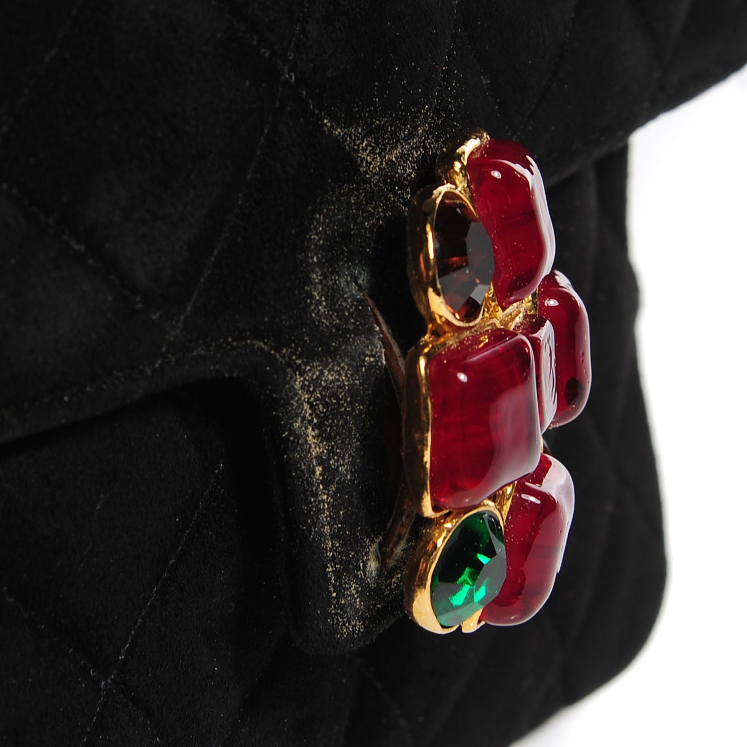 Chanel Suede Quilted Small Gripoix Flap Black 5 of 10