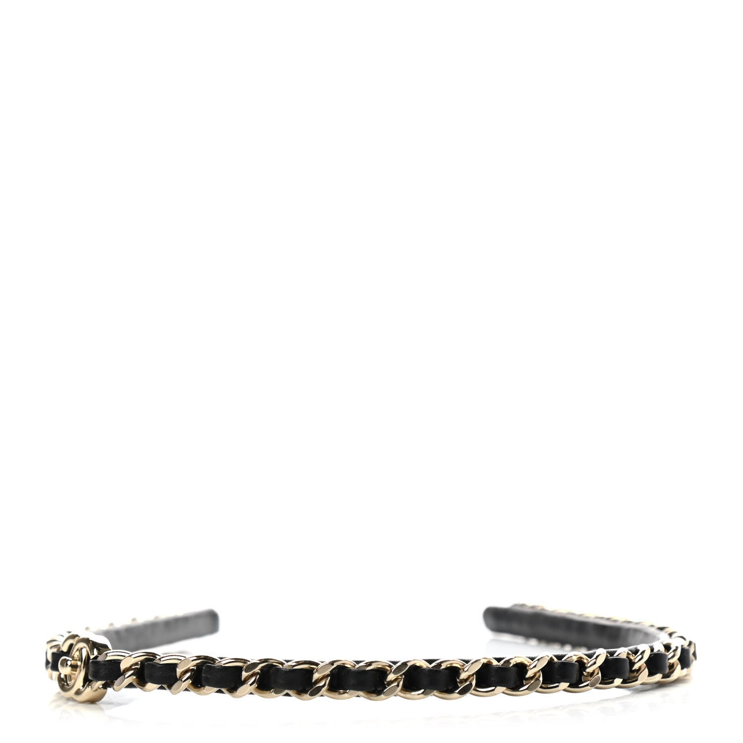 Chanel Metal Lambskin CC Turnlock Chain Headband Gold Black 3 of 4