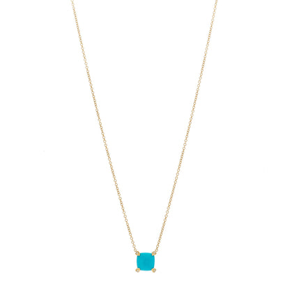 David Yurman 18K Yellow Gold Diamond Turquoise 7mm Petite Chatelaine Pendant Necklace 1 of 5