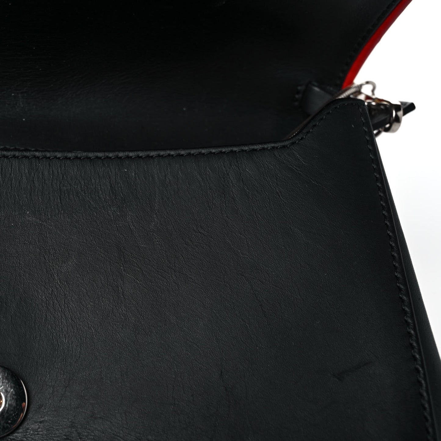 Calfskin Obsedia Chain Clutch Black Red