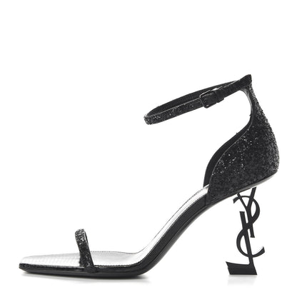 Saint Laurent Glitter Opyum 85 Sandals 38.5 Black 1 of 10