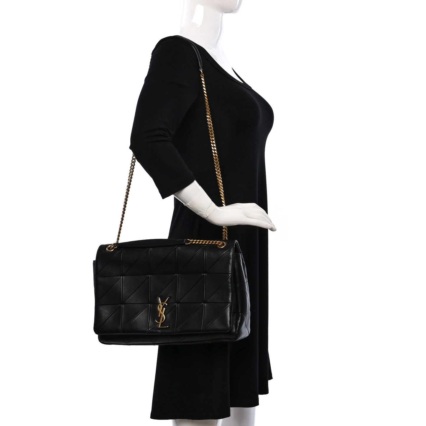 Lambskin Patchwork Monogram Large Jamie Black