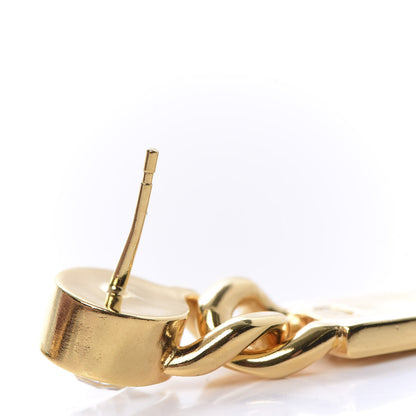 Chanel Crystal Tag Drop Earrings Gold 6 of 6