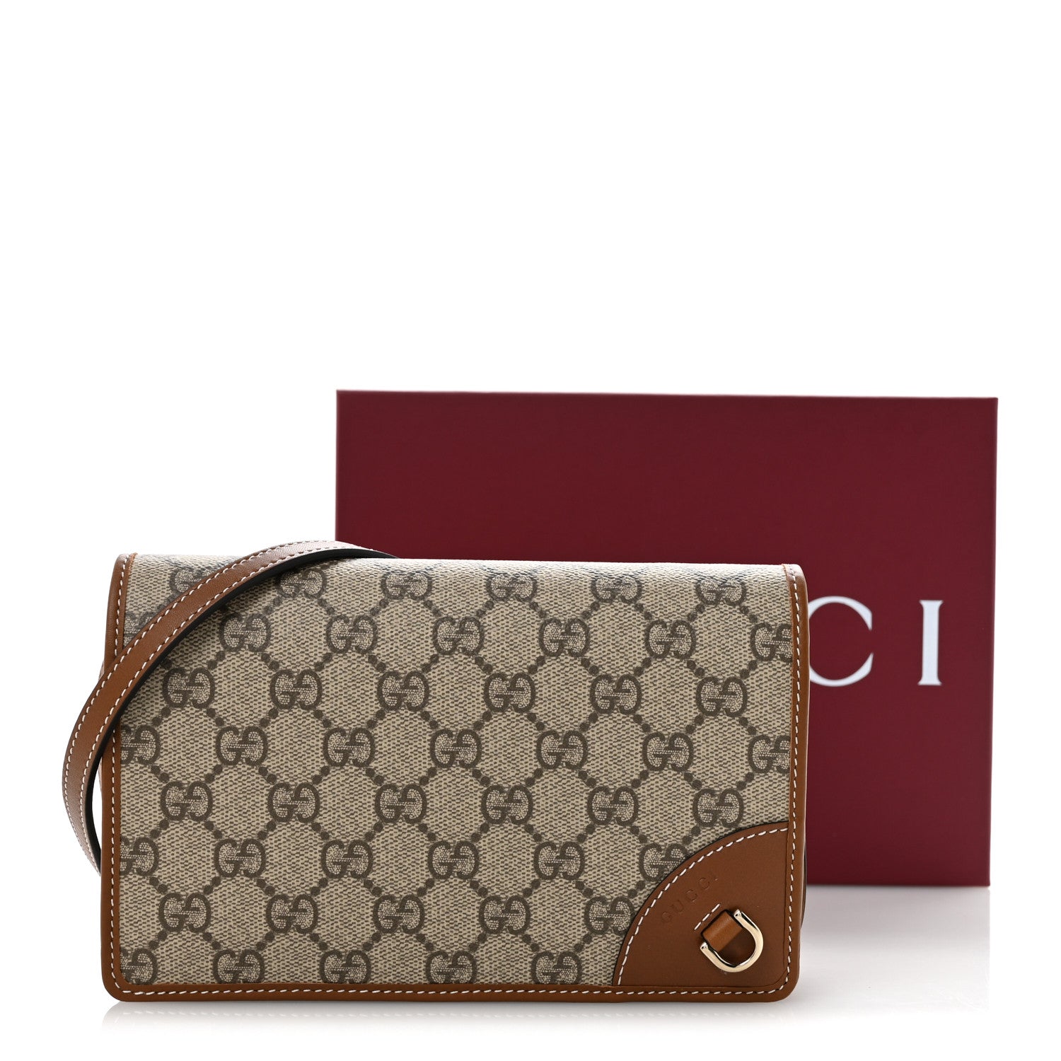 Gucci GG Emblem Monogram Wallet With Strap Beige Brown 11 of 11