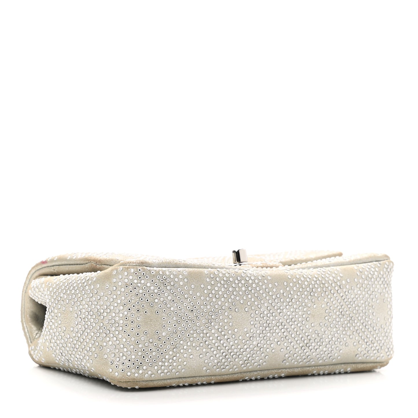 Iridescent Calfskin Studded Mini Flap Silver