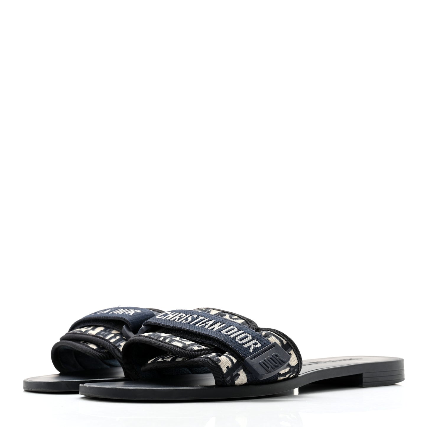 Nylon Oblique Dio(r)evolution Slide Sandals 36 Deep Blue