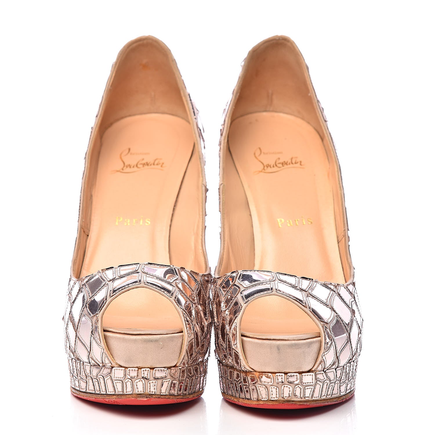 Christian Louboutin Crepe Satin Sequins Sobek 140 Pumps 39 Tourterelle 2 of 17
