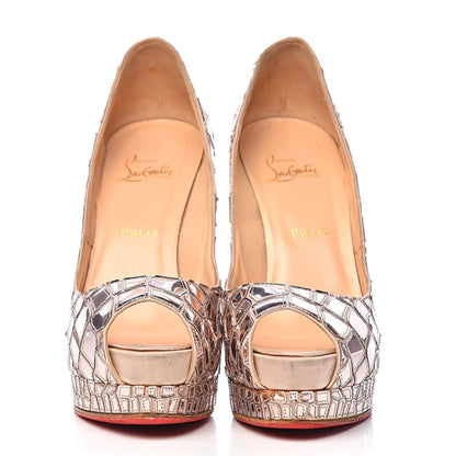 Christian Louboutin Crepe Satin Sequins Sobek 140 Pumps 39 Tourterelle 2 of 17