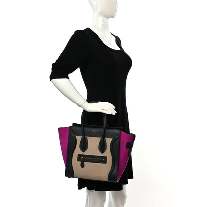 Celine Baby Grained Calfskin Nubuck Micro Tri-Color Luggage Fuchsia 3 of 18