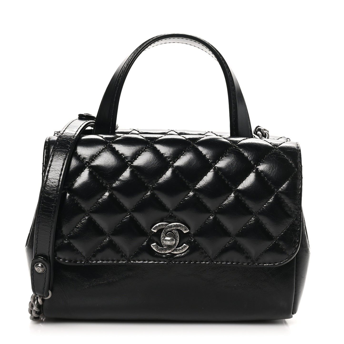 Glazed Calfskin Pilot Essentials Flap Black