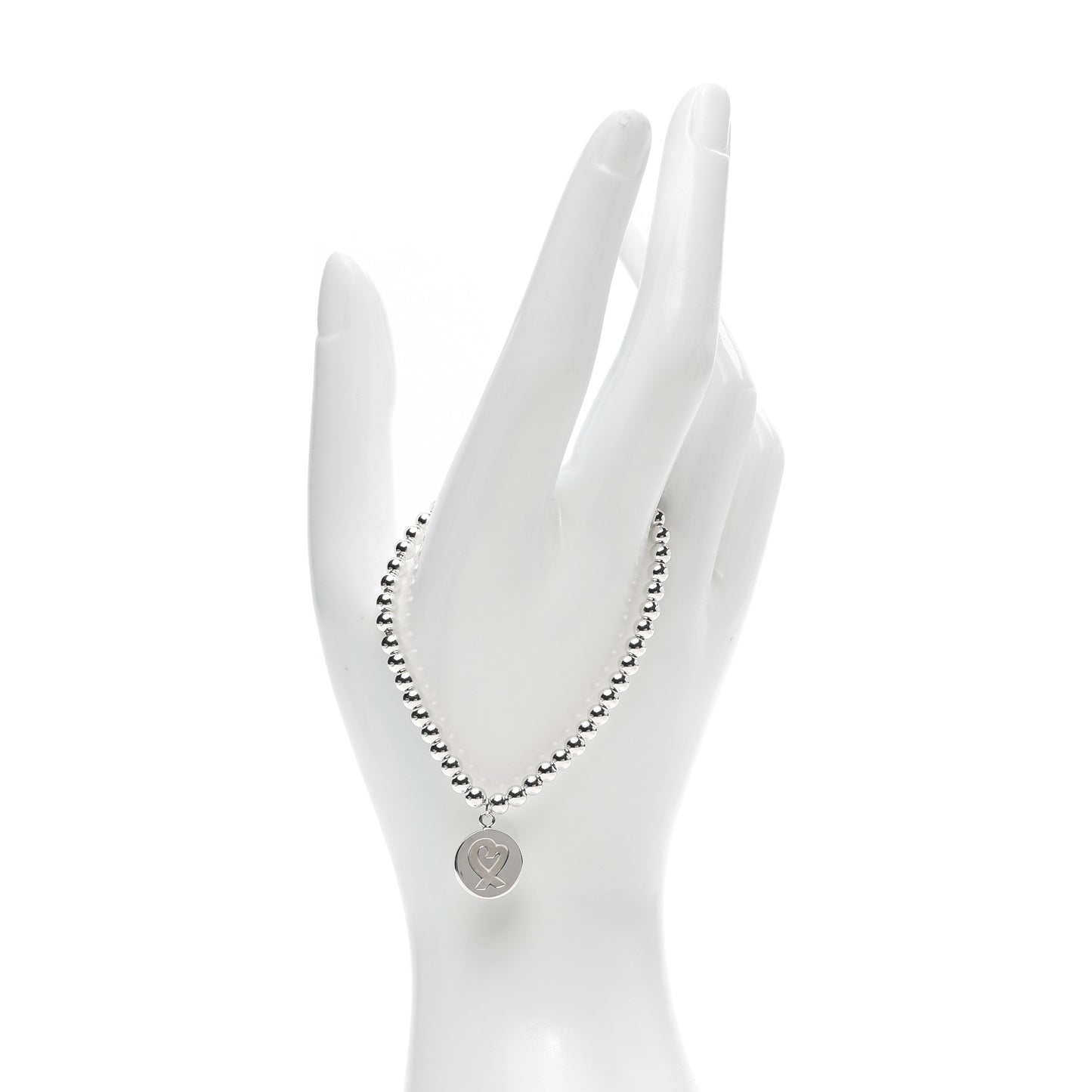 Sterling Silver 4mm Paloma Picasso Loving Heart Tag Bead Bracelet