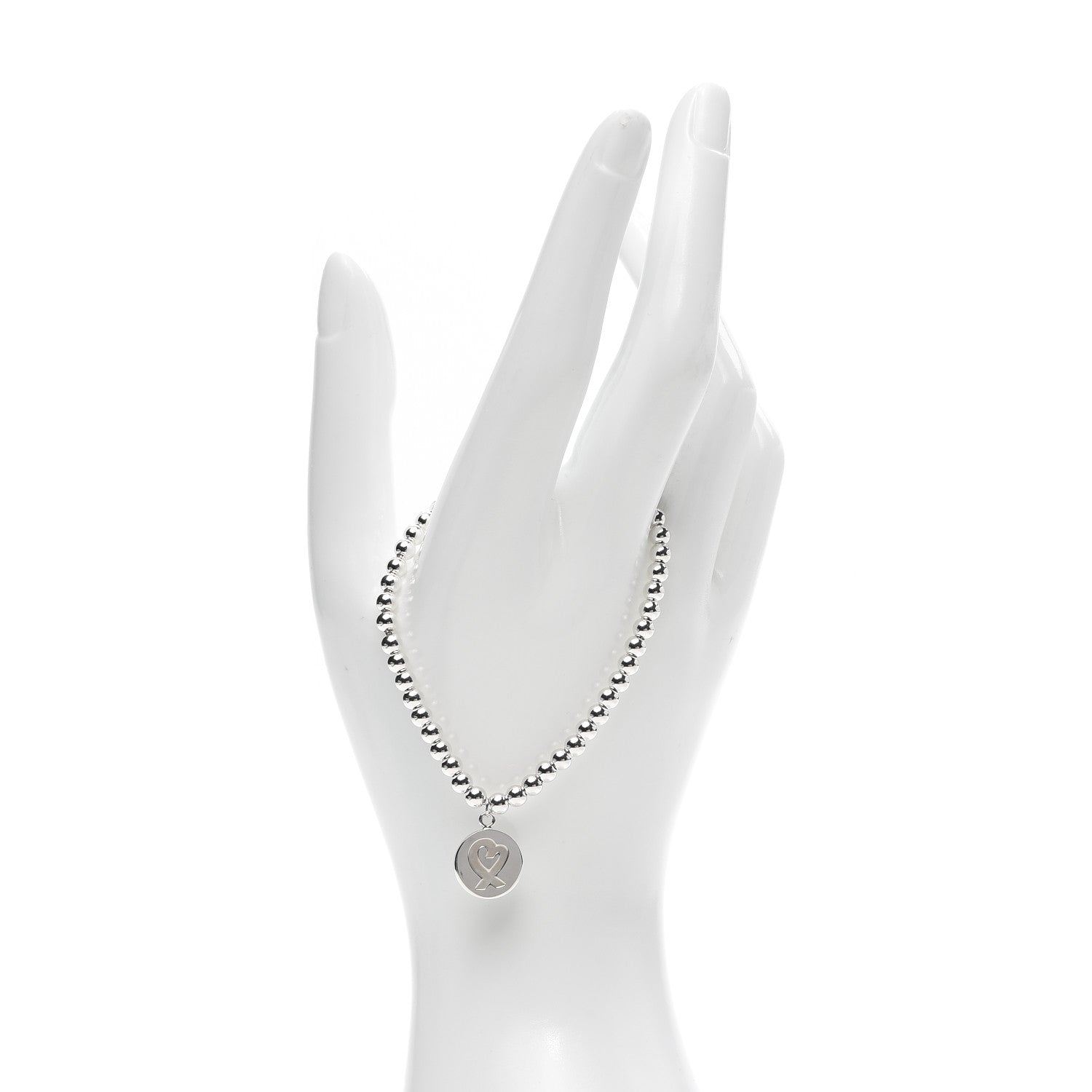 Tiffany Sterling Silver 4mm Paloma Picasso Loving Heart Tag Bead Bracelet 2 of 5