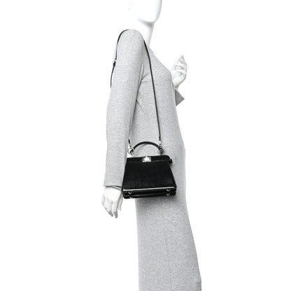 Fendi Lizard Petite Peekaboo I SEE U Satchel Black 2 of 10