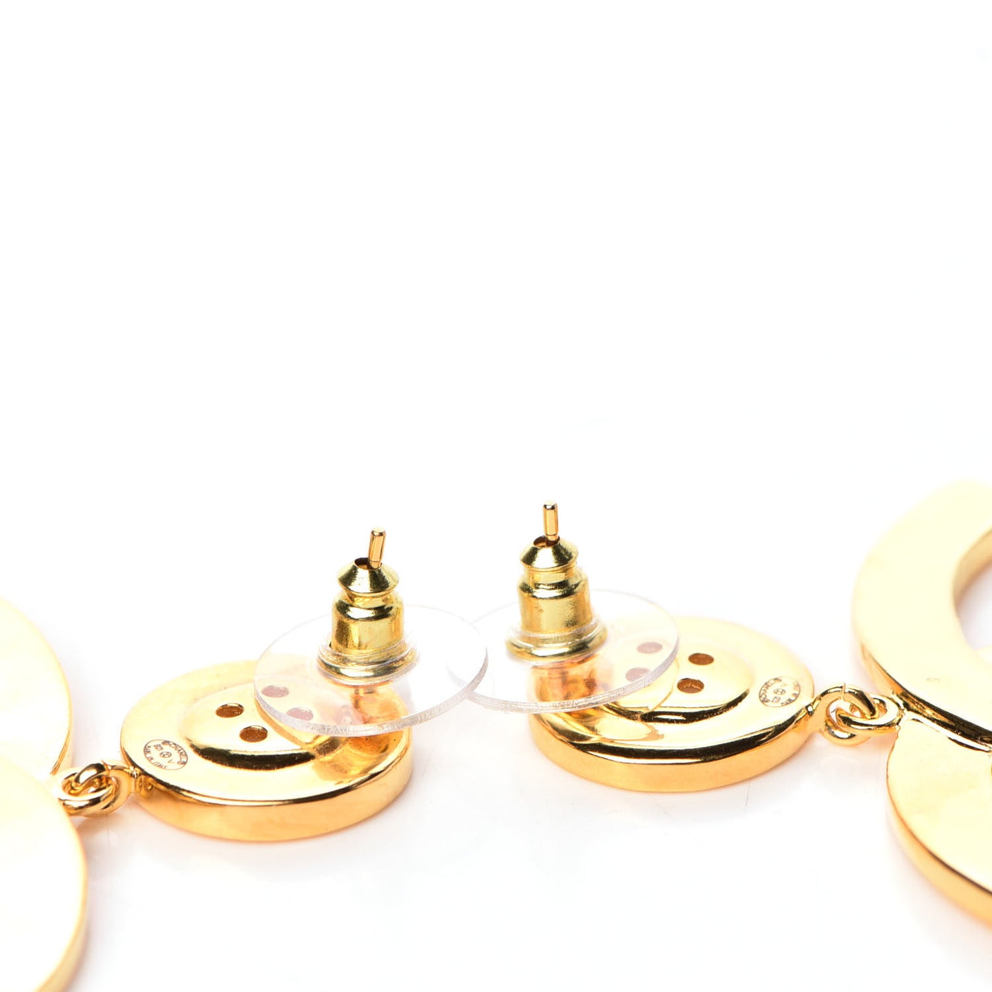 Metal Large Paris Button Earrings Gold