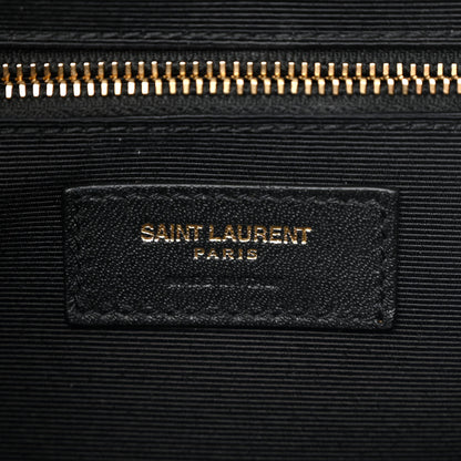 Saint Laurent Grain De Poudre Textured Mixed Matelasse Large Triquilt Monogram Satchel Black 6 of 10