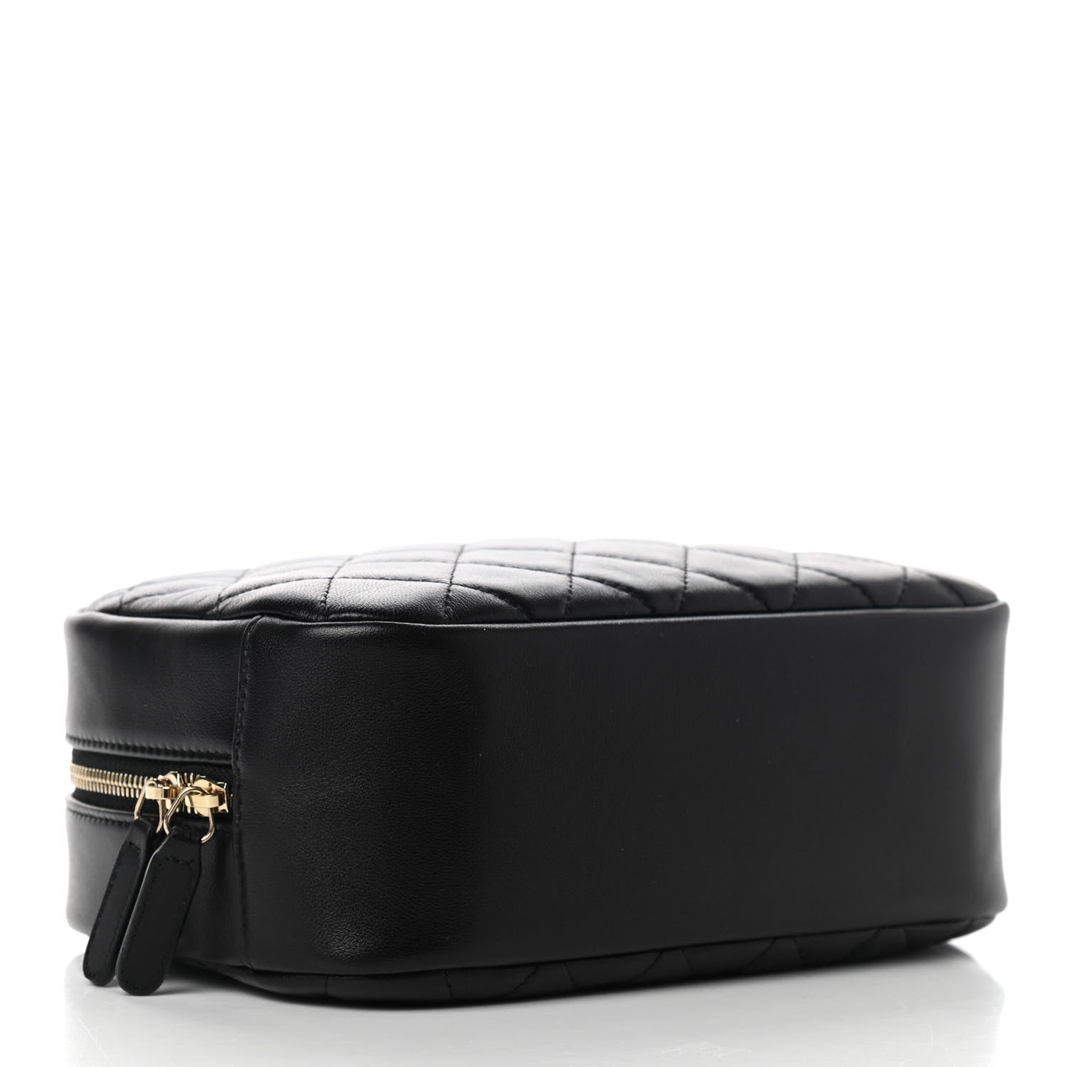 Chanel Lambskin Quilted Medium Curvy Pouch Cosmetic Case Black 4 of 7